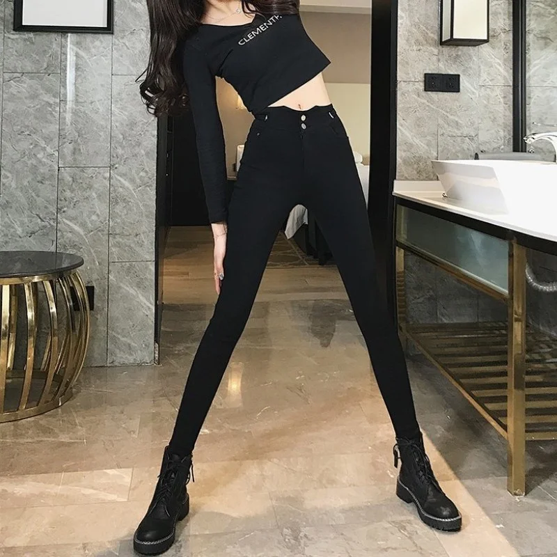 

Street High Black Casual Sweatpants Women High Waist Elastic Skinny Push Up Pencil Pants Female Autumn Fashion Joggers Trousers