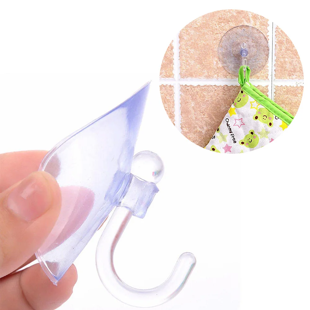 5pcs Transparent Suction Cup Hooks Glass Window Wall Without Traces Hooks Hanger Kitchen Bathroom Strong Suction Cup Suckers