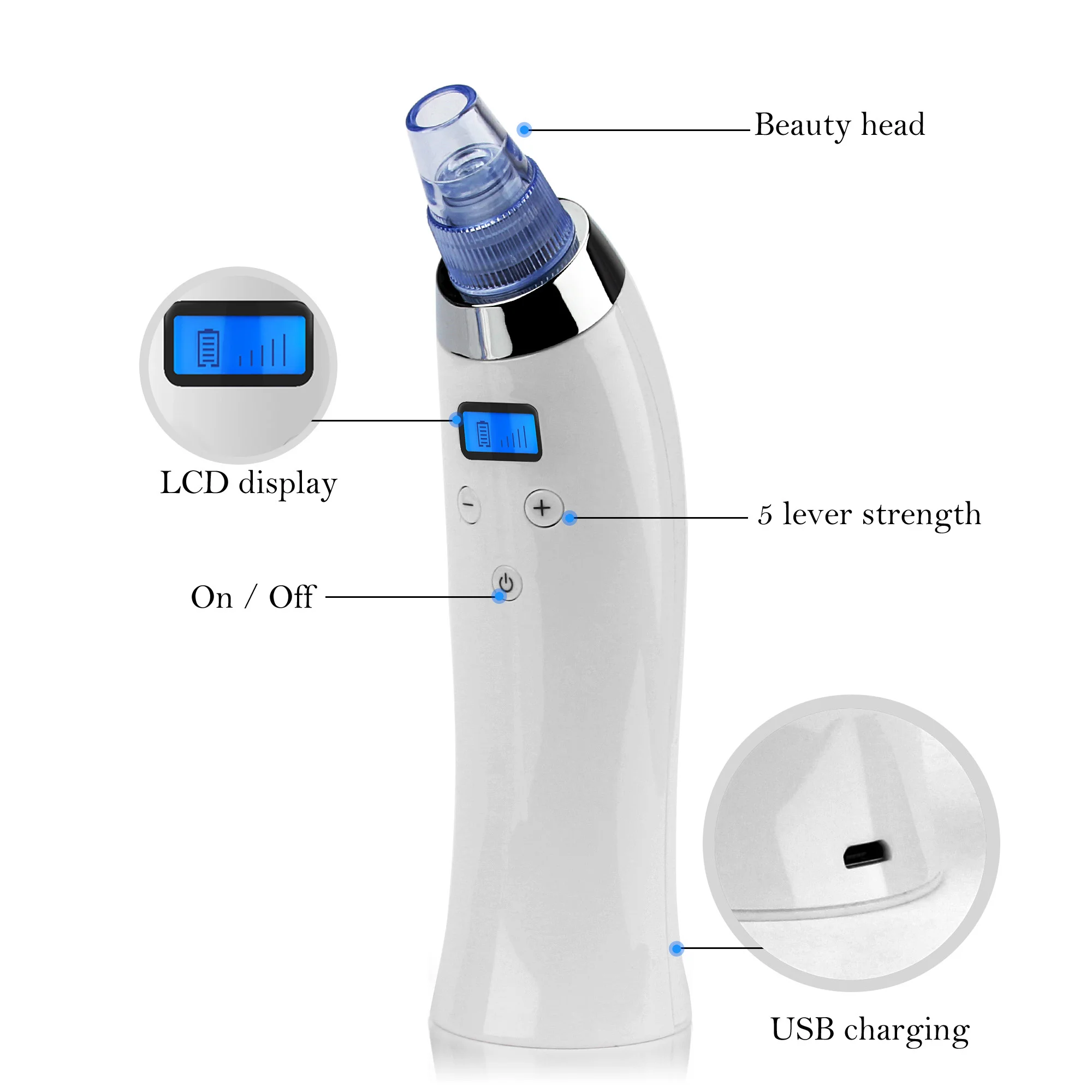 Nieuwste 4-in-1 diamantmicrodermabrasiemachine Handheld mee-eter verwijderen Gezichtsverzorging Schoonheidsapparaat voor schonere acnelitteken