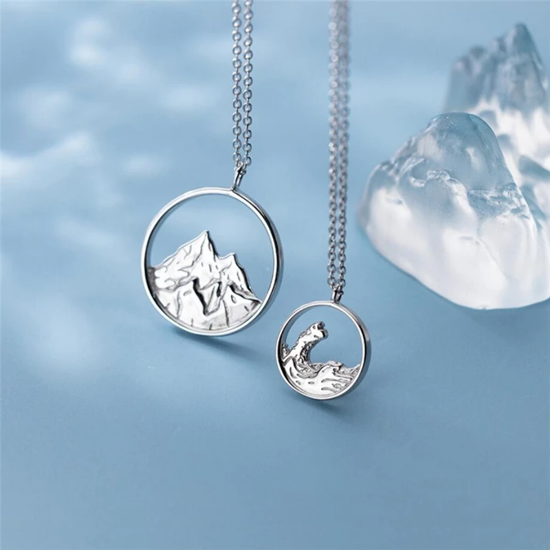 Couple Romantic Sweet Gift Ocean Mountain Vows Silver Color Necklace For Women Fashion Jewelry Party Birthday Gift image 3