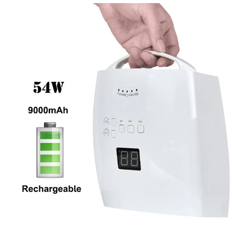 Professionele 50w Gel Nagellamp UV LED Droger Curing Lampen Licht Manicure Draadloze Curing Lamp Machine Rood Licht LED 54W Draadloos