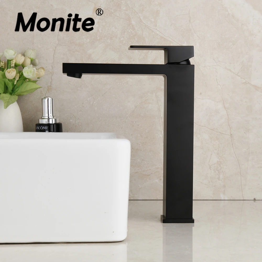 

Monite Matte Black Counter Top Bathroom Faucet Wash Basin Tap Swivel Antique Brass Chrome Golden Hot & Cold Water Mixer Tap