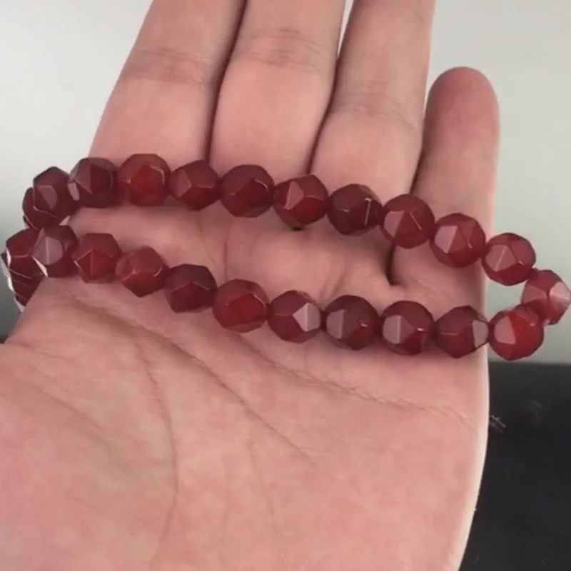 Natural Faceted Red Agates Onyx Stone Loose Spacer Beads for Jewelry Making DIY Bracelet Necklace 15\