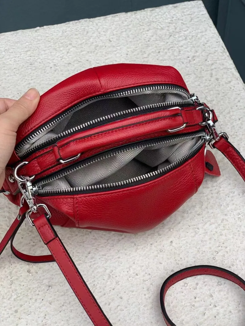 Soft Small Genuine Leather Handbag Elegant Fashion Tassel Female Shoulder Bag Large Capacity Simple Casual Women Crossbody Bag