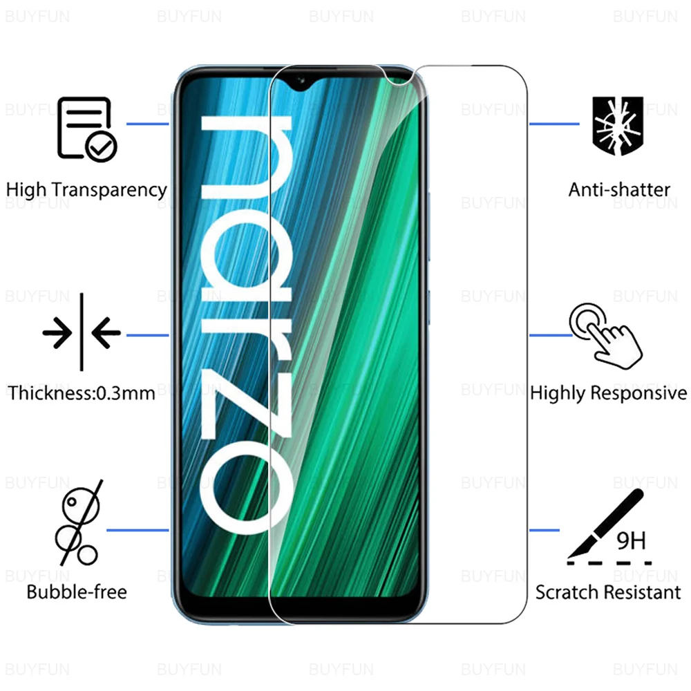 3PCS Tempered Glass Case For Realme Narzo 50A 6.5