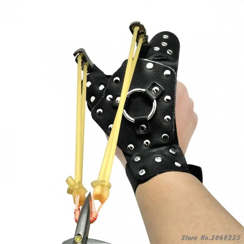 Left /Right Hand  Hunting Safety Glove Fishing Slingshot Archery Shoot Protective Waistband Steel Hand Guard Protector