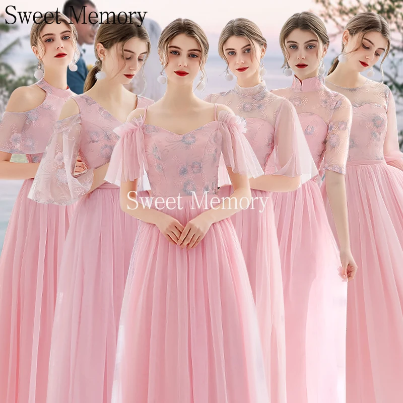 J2488 Cheap Light Pink Adult Junior Bridesmaid Dresses 2022 Vestido De Fiesta Bride Guest Wedding Party Dress for Women Gown