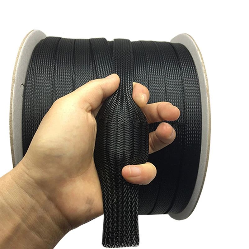 1 meter Nylon braided mesh tube Shock absorber tube Black snakeskin net Wire telescopic sleeve Netted tube retaining tube