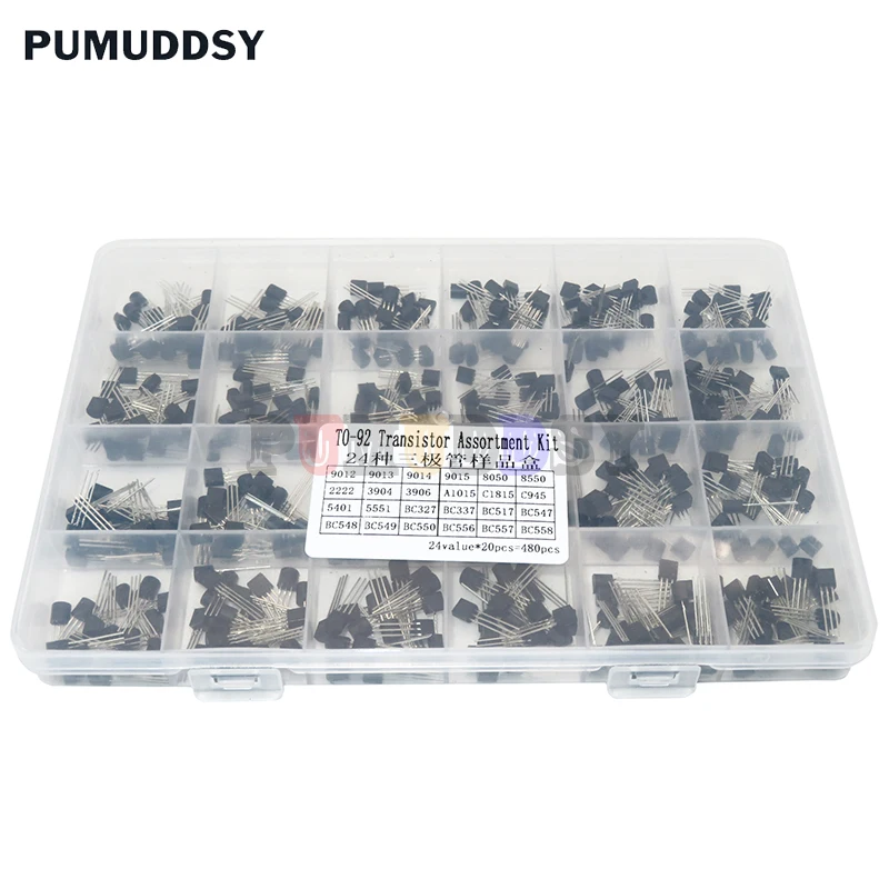 24 قيمة TO-92 مجموعة متنوعة من الترانزستور كل BC327 BC337 BC517 BC547 BC548 BC549 2N2222 3906 3904 5401 5551 C945 1015 #1