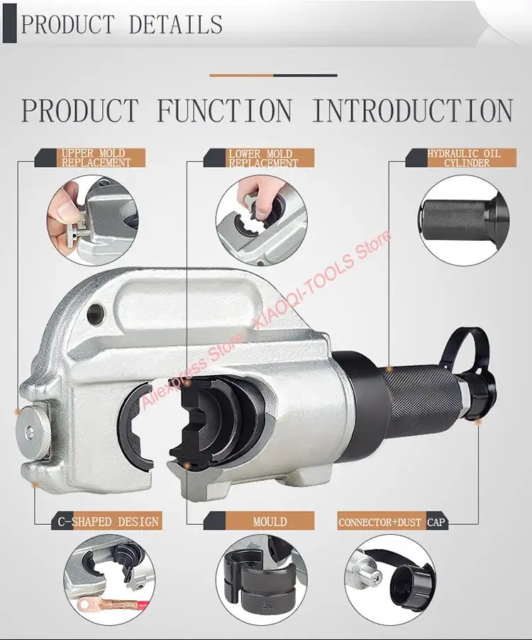 Hydraulic Crimping Head EP-510H Range 50-400MM2 for Crimping AL/ Cu Lugs Cold Pressed Terminal Crimping