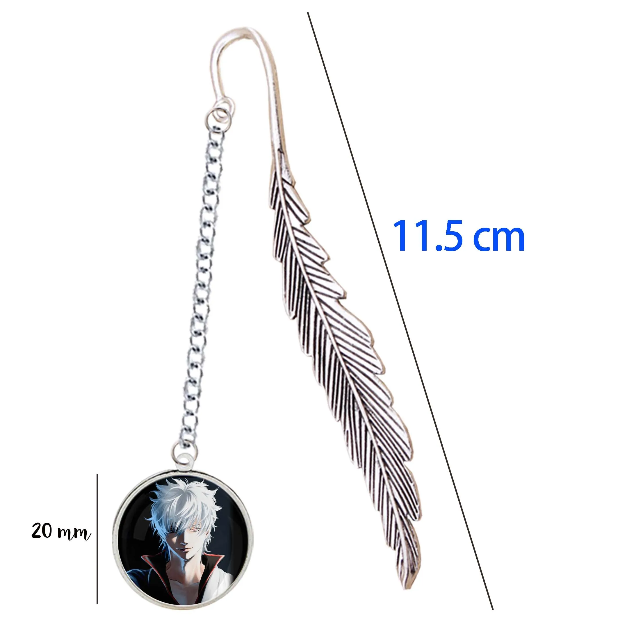 Amine GINTAMA Figure Bookmark Metal Feather with Link Pendant Cosplay Poster For Reading Book Mark Notebook Paper Divider Index