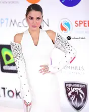 White Celebrity Evening Dress with Crystals #3