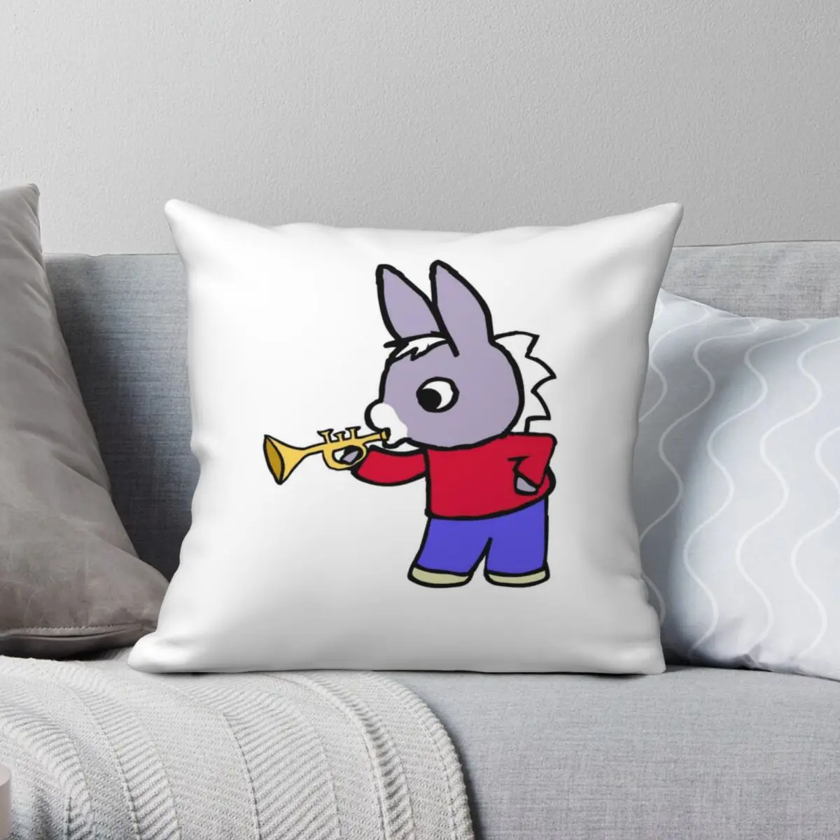 L\'âne Trotro Square Pillowcase Polyester Linen Velvet Creative Zip Decorative Pillow Case Car Cushion Cover Wholesale