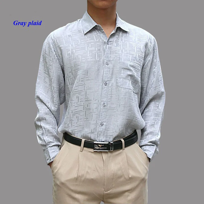 OEM silk shirts,100% silk male long-sleeve shirts,19 momme of pure silk jacquard casual shirt men,with gift mask