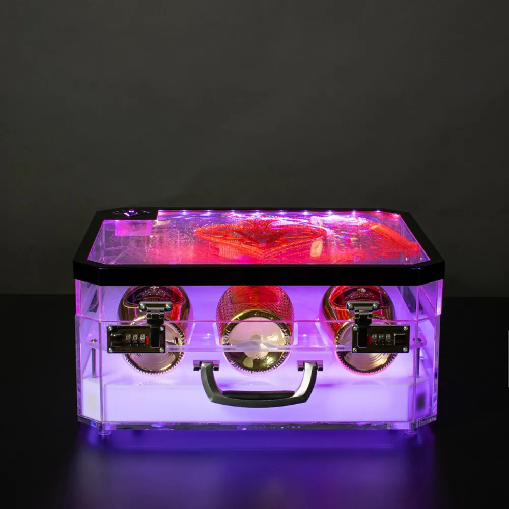 

Ice Rock 3 Bottles Rechargeable LED Ace of Spade Display Case VIP Champagne Bottle Carrier Box For Night Club Party Lounge Bar