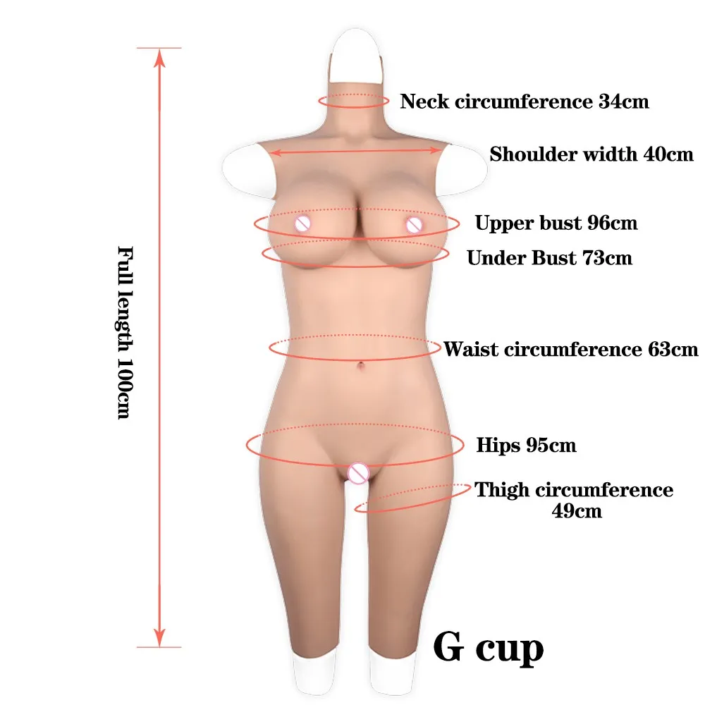 DG Cup Full Silica Gel Tights Rubber Bodysuit Crossdress Male to Female Transsexual Cosply Transgender Fake Silicone Breast Form