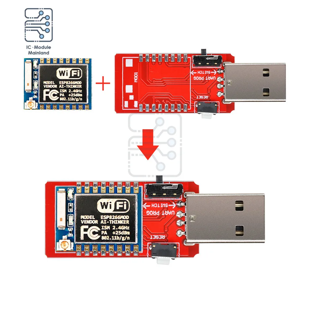 아두이노용 USB to TTL 변환기 드라이버 모듈, ESP-07 무선 와이파이 개발 보드, 프로그래밍 가능 어댑터, CH340, CH340G, ESP8266