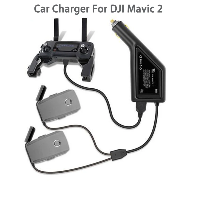 Cargador de coche 3 en 1 para DJI Mavic 2 Pro /Zoom Drone, cargador rápido seguro para batería y mando a distancia, accesorios para Dron