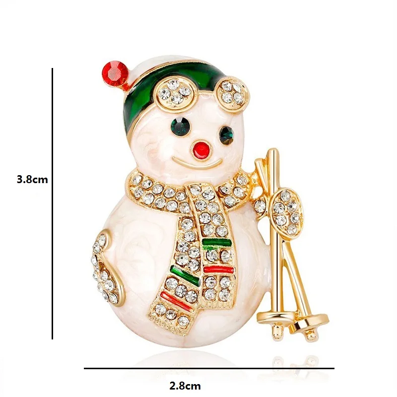 Wuli&baby Lovely Enamel Snowman Brooches Women Rhinestone Christmas New Year Brooch Pins Gifts