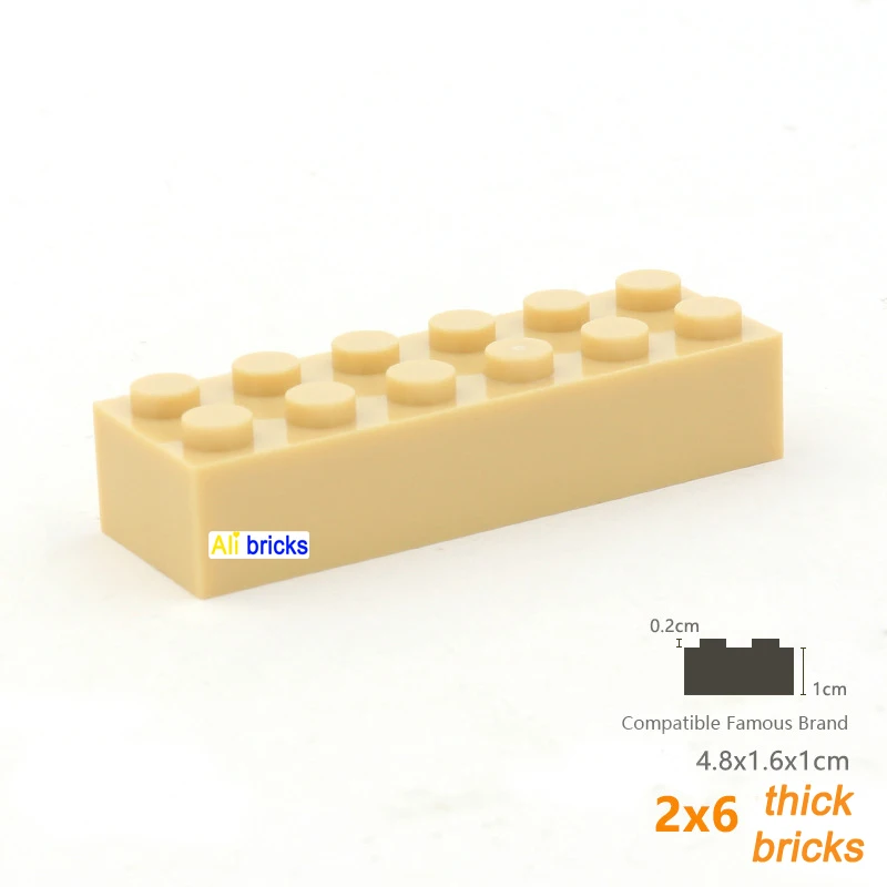 100pcs DIY Building Blocks Thick Figures Bricks 2x6 Dots Educational Creative Size Compatible With 2456 Plastic Toys for Childre