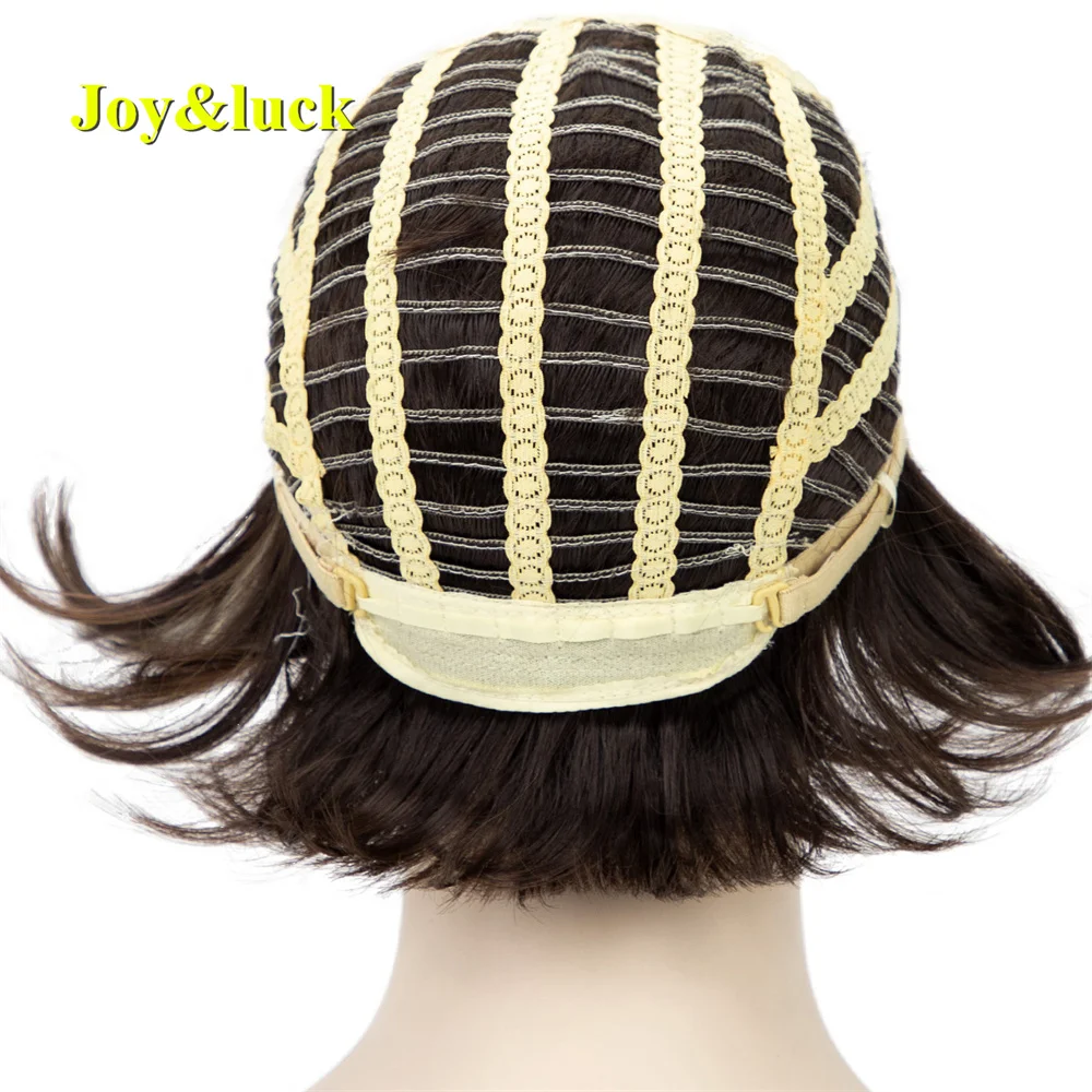 Synthetic Hair Short Blonde Ombre Brown Straight  Wigs With For Women Natural Daily Use Bob Wig