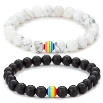 彩虹珠手鍊 驕傲石串珠情侶手鍊 男女手工飾品 10 最佳銷售 彩虹首飾 - №8