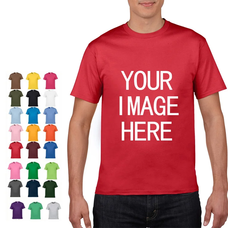 NO LOGO Price Cotton Short Sleeve Solid Color O-neck T-shirt Tops Tee Customized Print Your Own Design Printed Unisex Tshirt