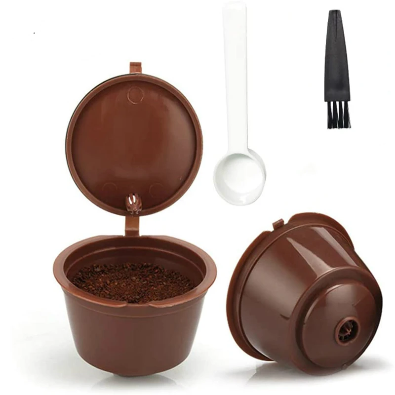 Coffee Capsule for Dolce Gusto Machine, Refillable Reusable Coffee Capsule Filter Cup Come with Coffee Spoon&Cleaning Brush