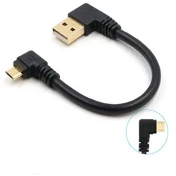 Gold plated 15CM short 90 Degree USB 2.0 to Micro USB B Male Cable Gold Plated Right Angle Data Sync and Charge Extender Lead