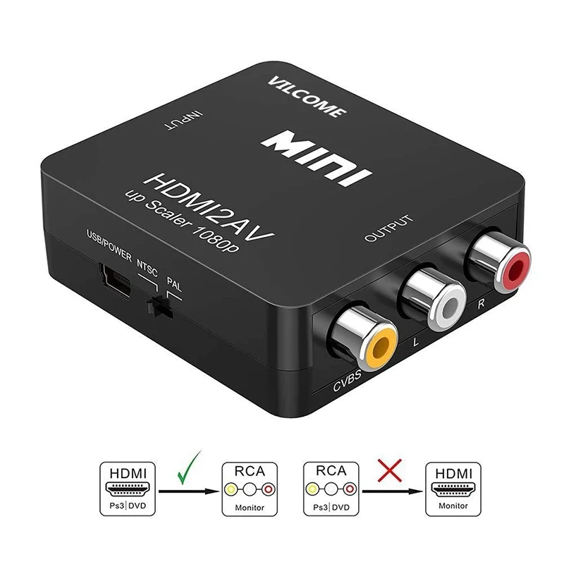 

Адаптер hdmi для av-скалера, hd-видеоадаптер hdmi для rca av/cvsb l/r видео 1080p hdmi2av suporte ntsc pal