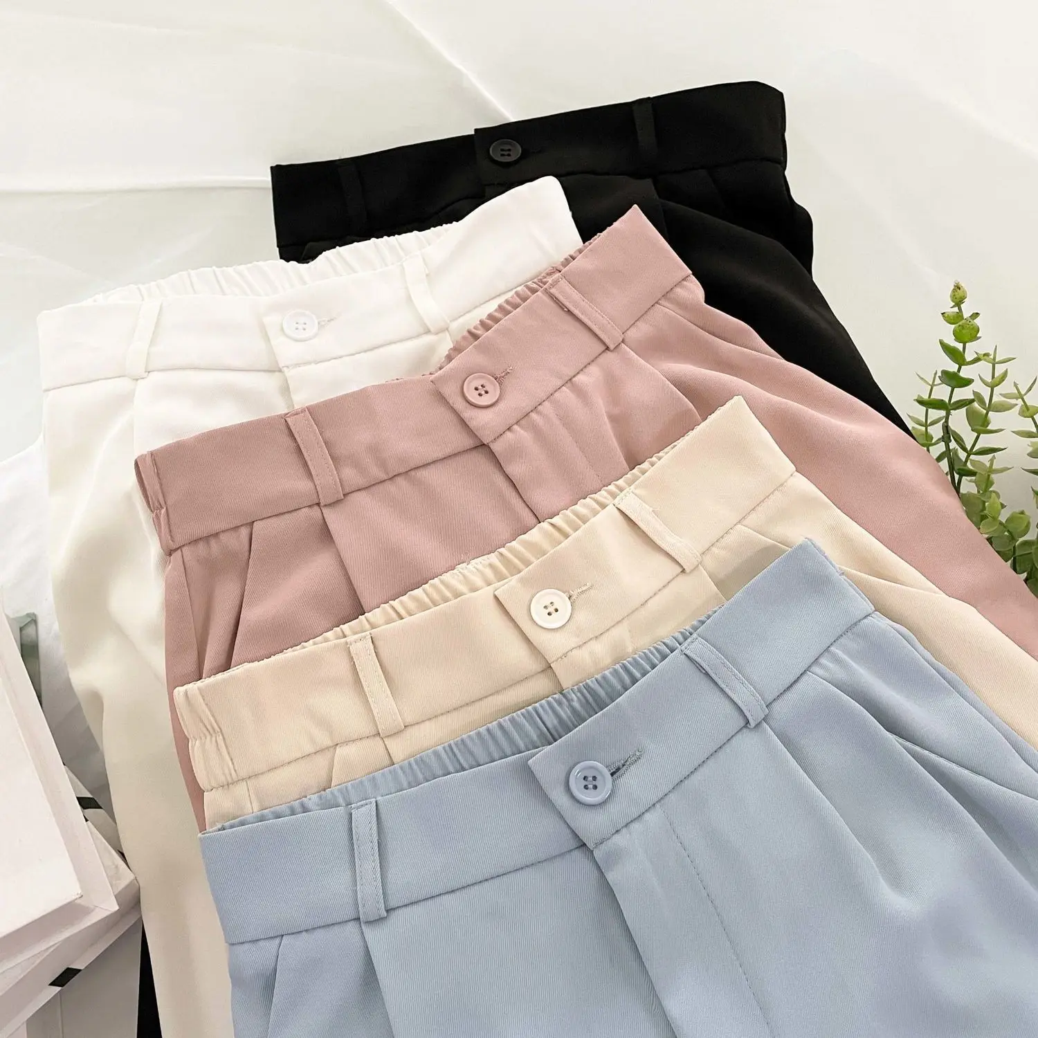 Light-colored Straight Suit Pants Women New Spring and Summer Korean High Waist Slim Ankle Length Trousers Female