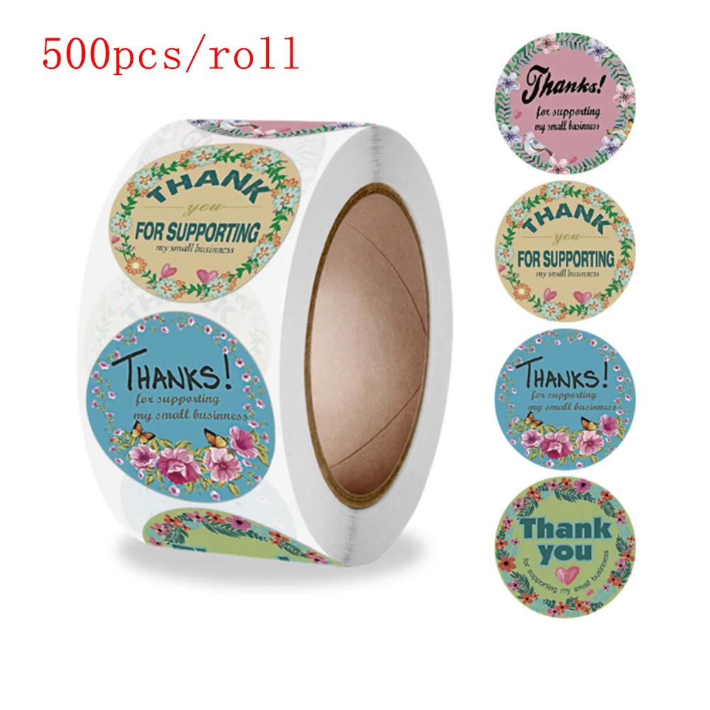 

Floral Design THANK YOU Stickers 25mm Stationary Scrapbook Sealing Labels Thank You Stickers For Valentine's Day Wedding Decor