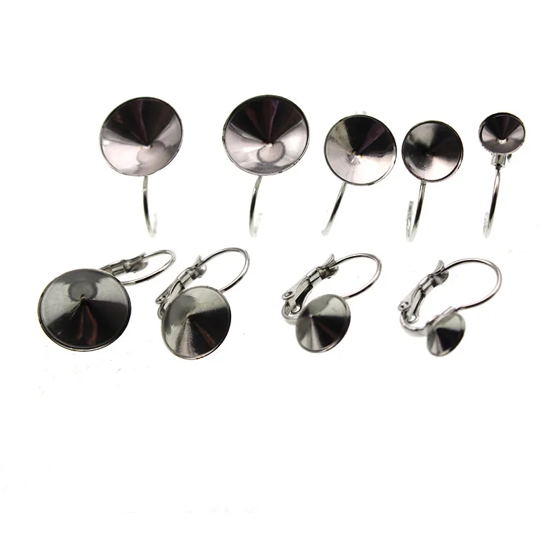 10pcs Earring Hook DIY Jewelry Findings 316L Stainless Steel French Lever Blank Earring Clasp Tray Cabochon Cameo Base Settings