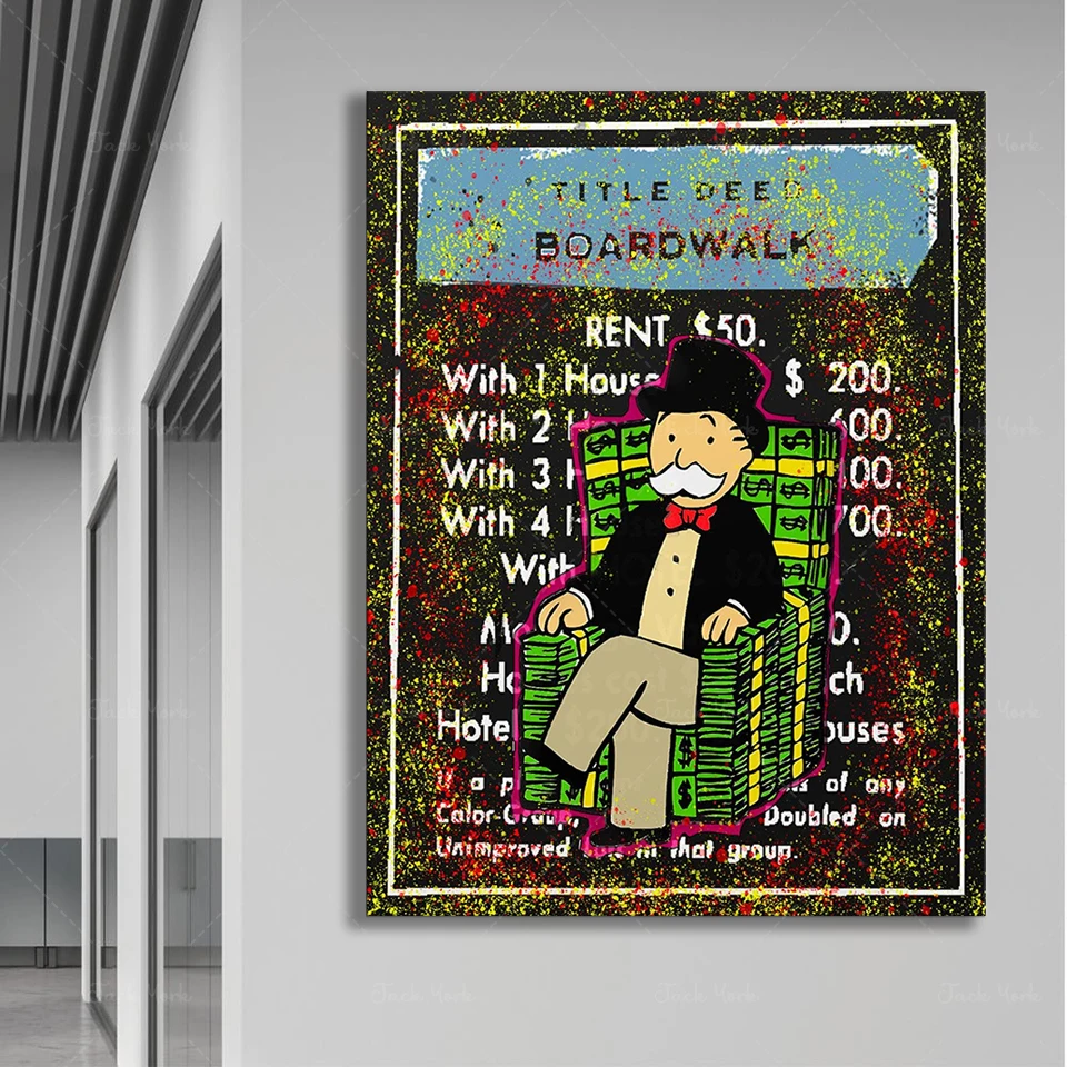 

Monopoly Canvas FRAMED | Monopoly print by Alessio Cacciatore inspiration of Alec Monopoly Art