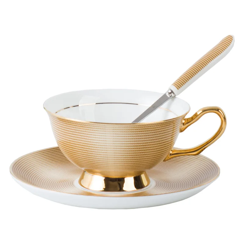 Gold Luxury Ceramic Cup and Saucer 200ml Noble Ceramic Coffee Cup Royal Porcelain Teacup Party Teatime Drinkware