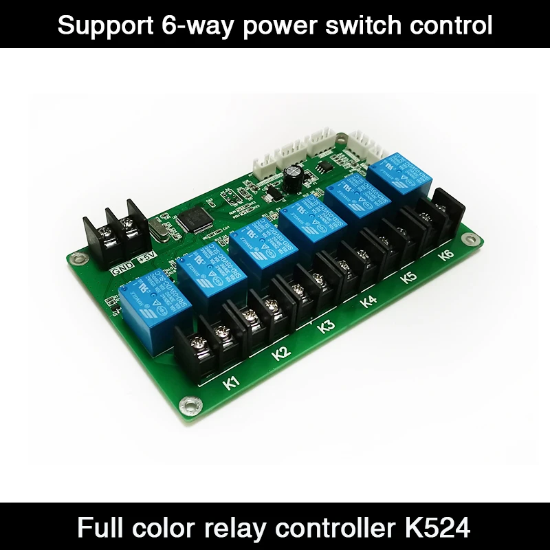 

HD- K524 Full Color Relay Controller,Timing Function Instead of Timer and Delay, Adjust Brightness, 6-way Power Switch Control