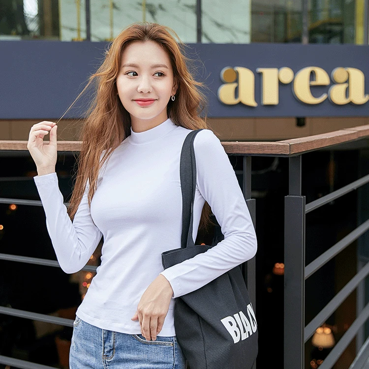 

MRMT 2024 Новая зимняя женская футболка с длинным рукавом для отдыха футболка с высоким воротником для женщин хлопковая Футболка с высоким воротником