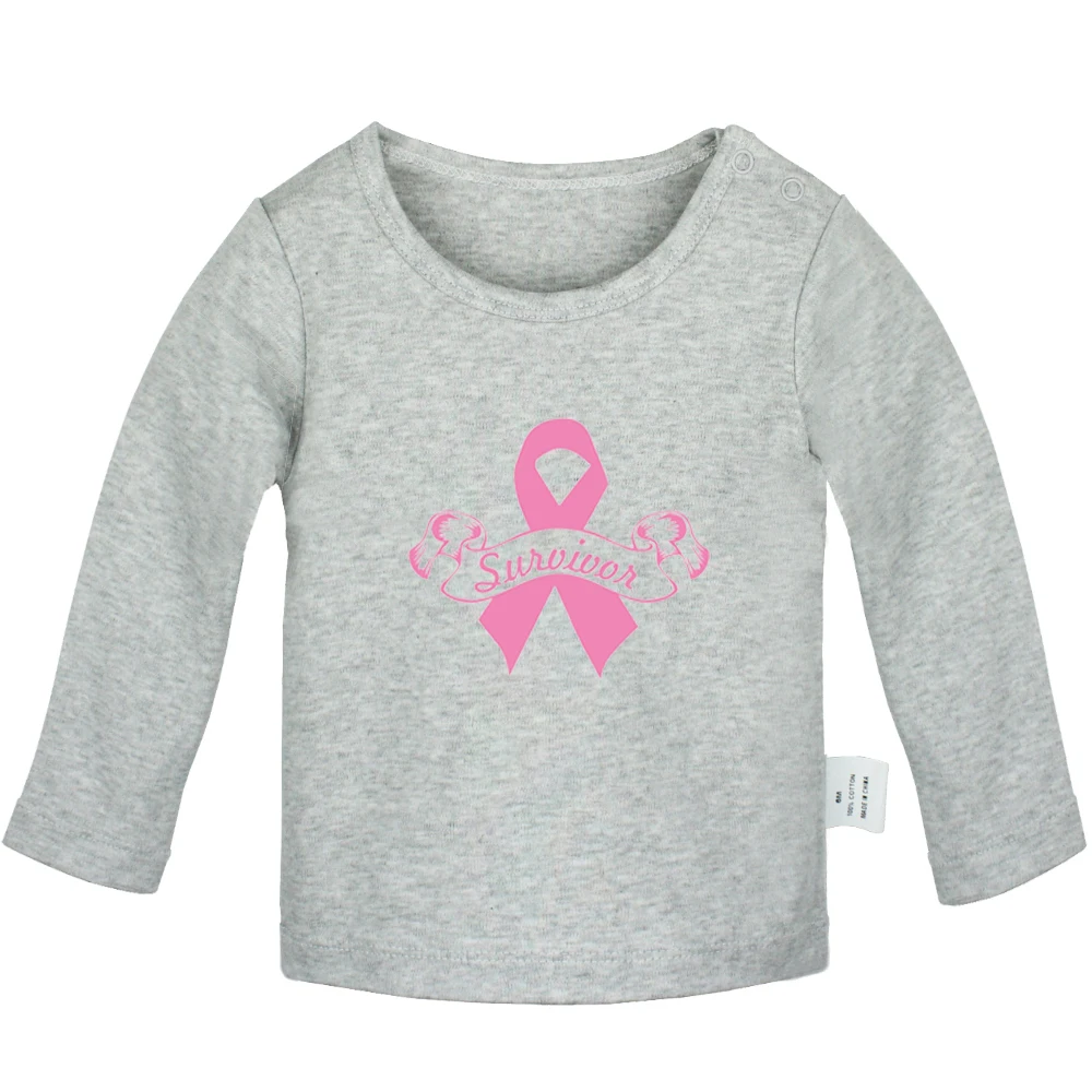 Survivor Pink Ribbon girl power Red Rose Design Newborn Baby Boys Girls T-shirts Toddler Printing Graphic Long sleeve Tee Tops