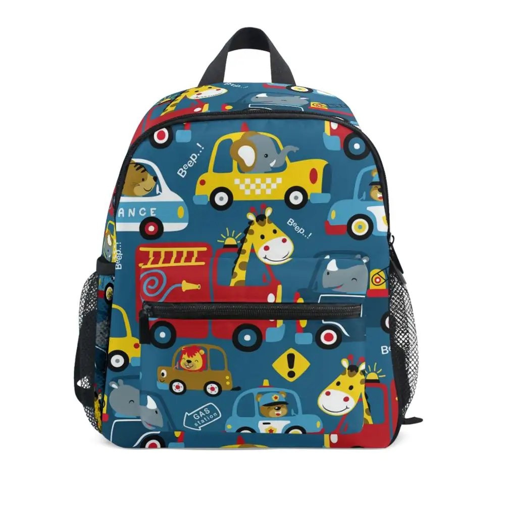 Cartoon with funny drivers Children school Backpacks kids princess Primary School Bags boys Waterproof Schoolbag kids Mochila