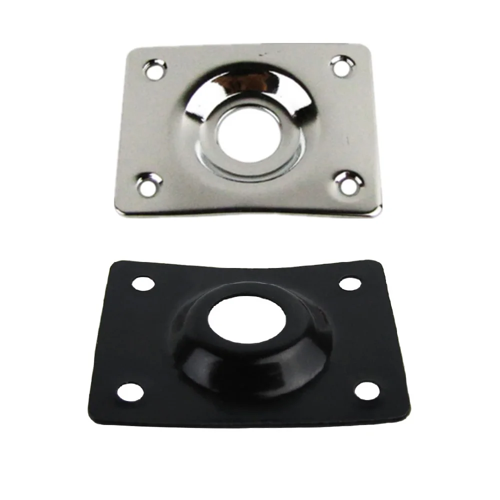 FLEOR 2pcs Rectangular Dented Metal Electric Guitar Bass Output Jack Plate,Silver/Black Choose