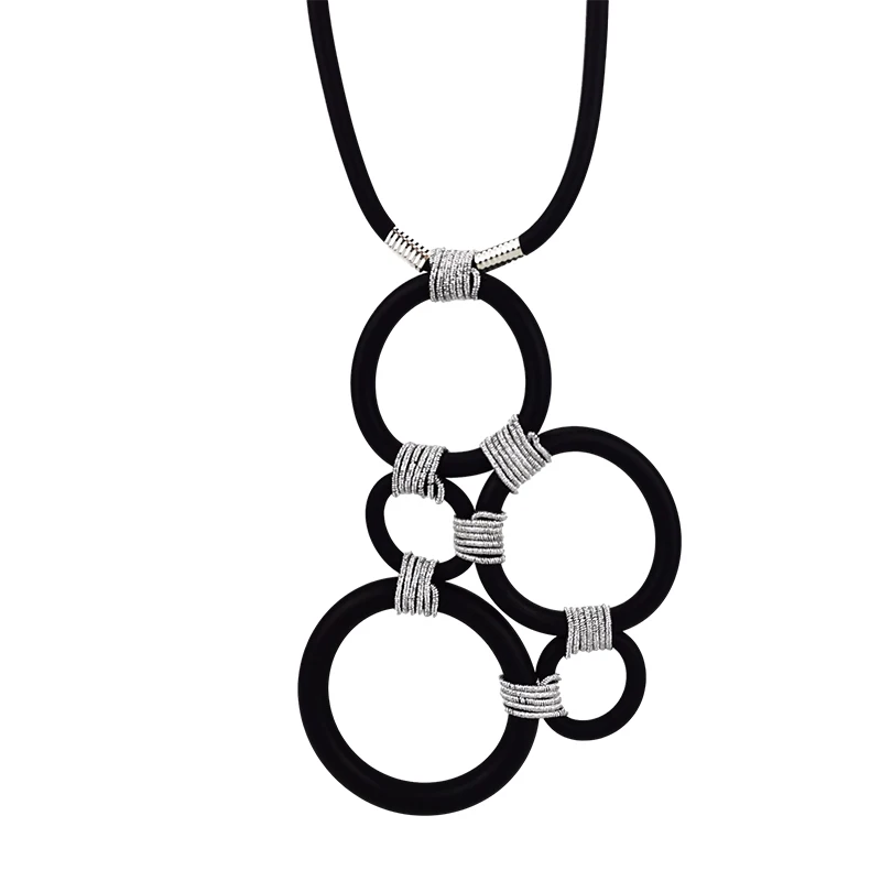 UKEBAY New Gothic Pendant Necklaces Women Geometric Handmade Jewelry For Party Necklace Fashion Rubber Sweater Chain Necklaces