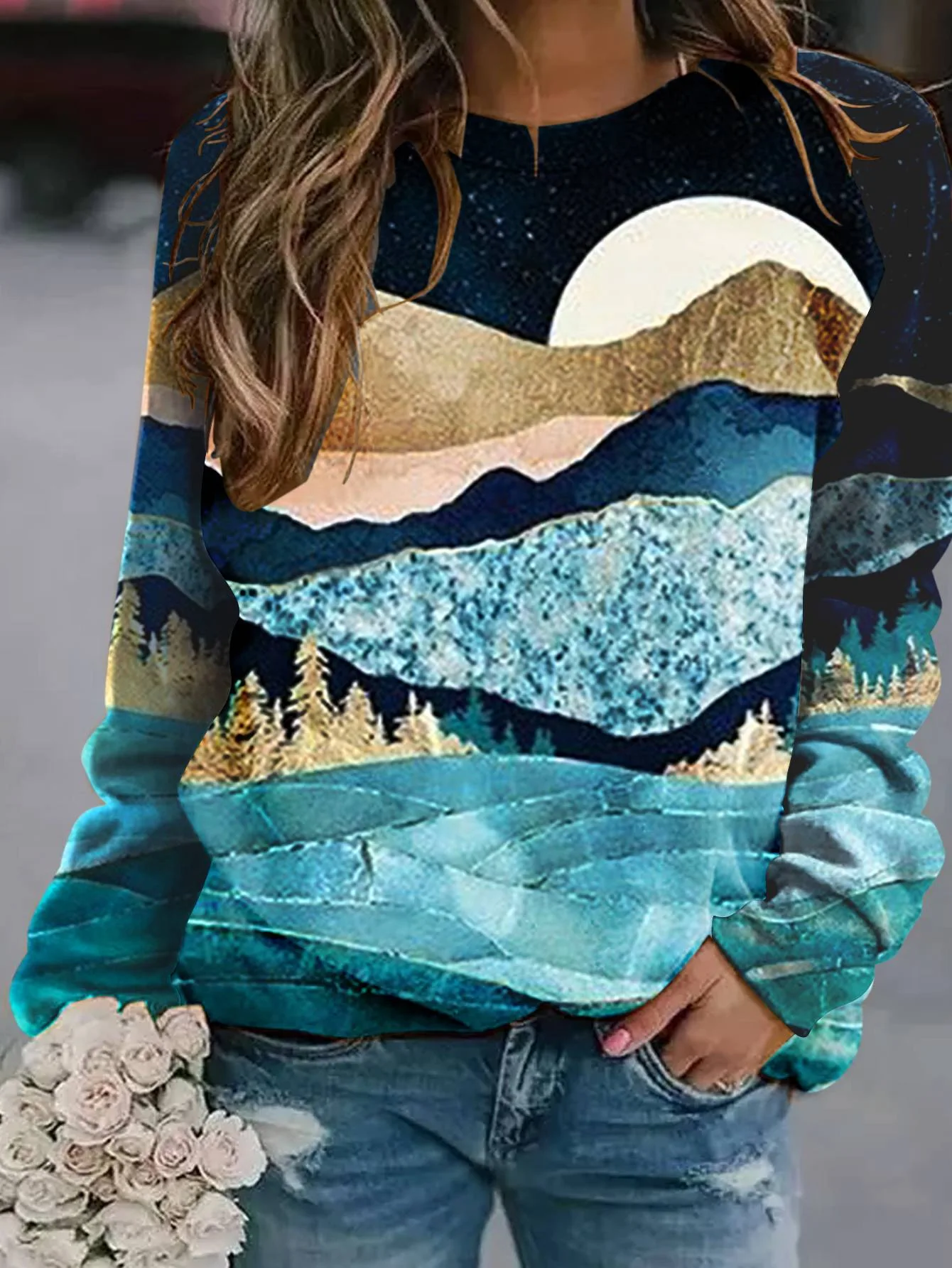 New Natural Scenery Painting Floral 3D Printed Women Hoodies Streetwear Sweatshirts Oversized Pullover Tracksuits Girls Clothing