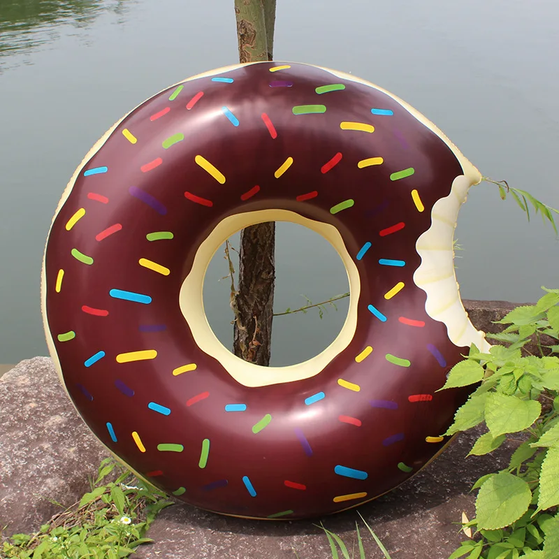 PVC Toy 60cm-120cm Inflatable Donut Swimming Ring INS Pink Coffee Adult Child Life Buoy Swimming Rings Water Sports