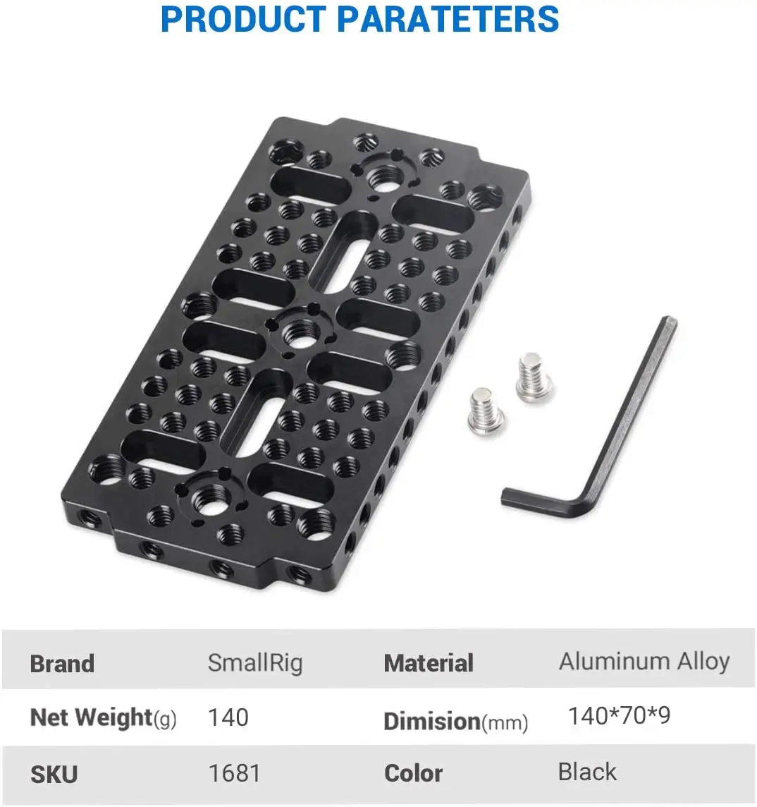 SmallRig Multi-purpose Switching Plate for Rail block/Dovetail Camera Cheese Plate With 1/4 3/8 Thread Holes - 1681