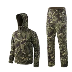Vissen Tactical Softshell Camouflage Jas Set Mannen Leger Windjack Waterdichte Jacht Kleding Camo Militaire Ski Jas Broek