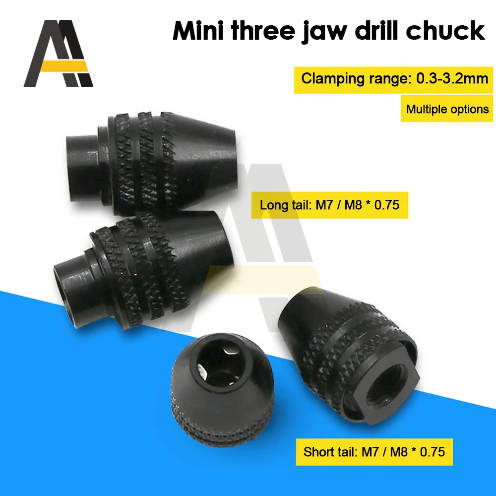 Mini Multifunctional Multi M7/M8 Keyless Drill Chuck For Electric Rotary Tools M7/M8 X0.75mm Quick Change Three-Jaw Drill Chucks