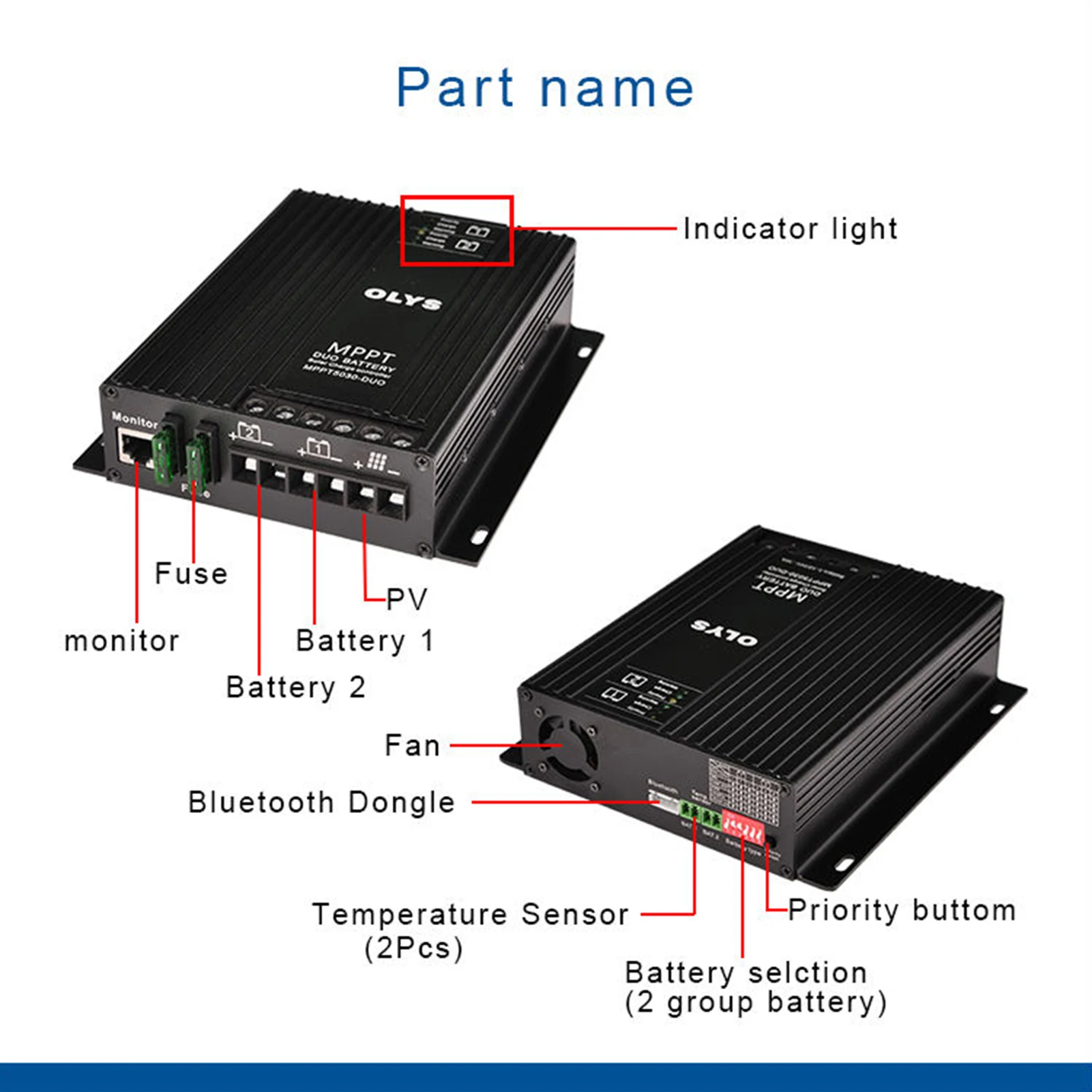 12V/24V Bluetooth MPPT ładowanie solarne i kontroler rozładowania 30A automatyczna podwójna ładowarka solarny regulator ładowania