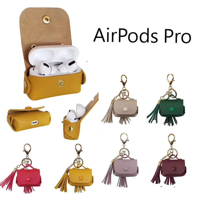 Luxury Tassel Bag For Airpods Pro Case Shockproof Earphone Female Leather Wireless Bluetooth Headset Bags For Air pods 3 Case F0