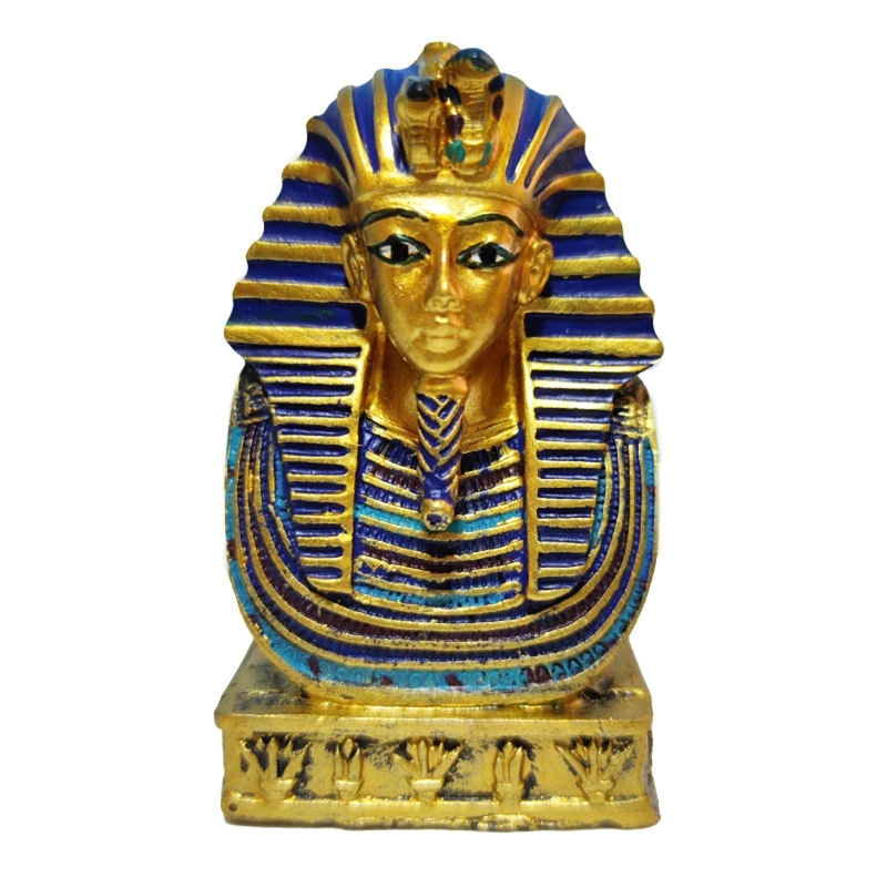 Vintage Egyptian Ancient Cleopatra Pharaoh Coffin Resin Figurine Retro Statue for Home Yoga Room Aquarium Decoration D10 21