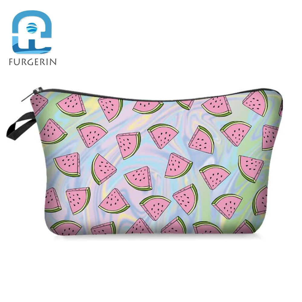 

Watermelon Printed Cosmetic Storage Bag for Women Portable Zip Lock Makeup Bags Travel Gadget Organizer, Toiletry Kits, FURGERIN